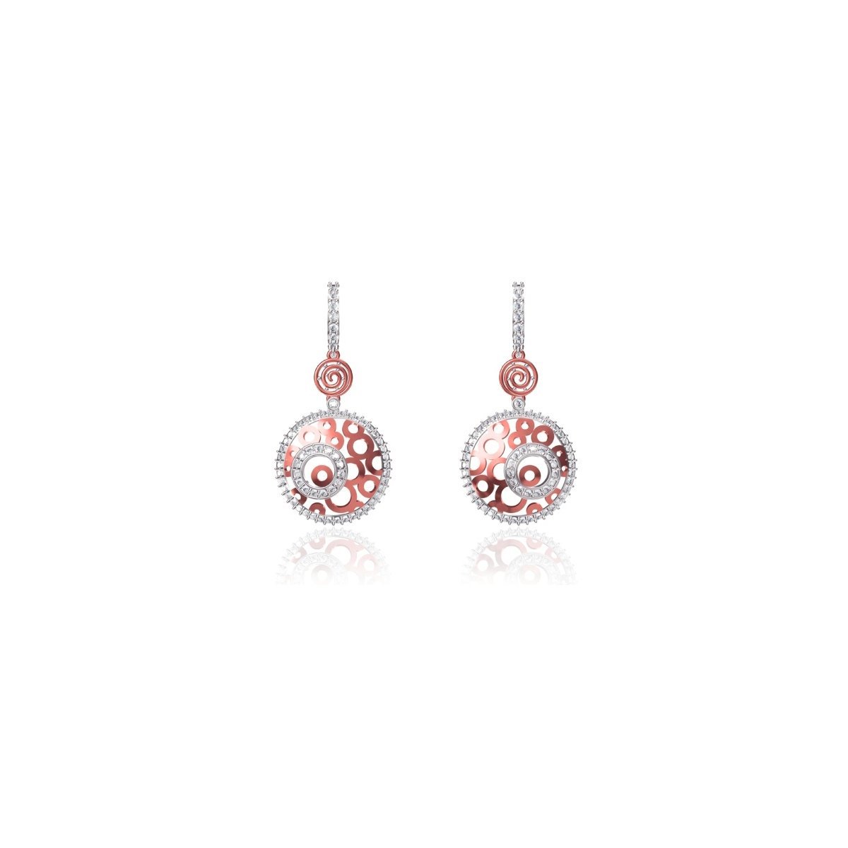 Rose Gold Diamond Dangle Earrings 001-150-04169 14KR | Meigs Jewelry |  Tahlequah, OK