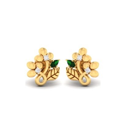 Two Flower Gold Earrings